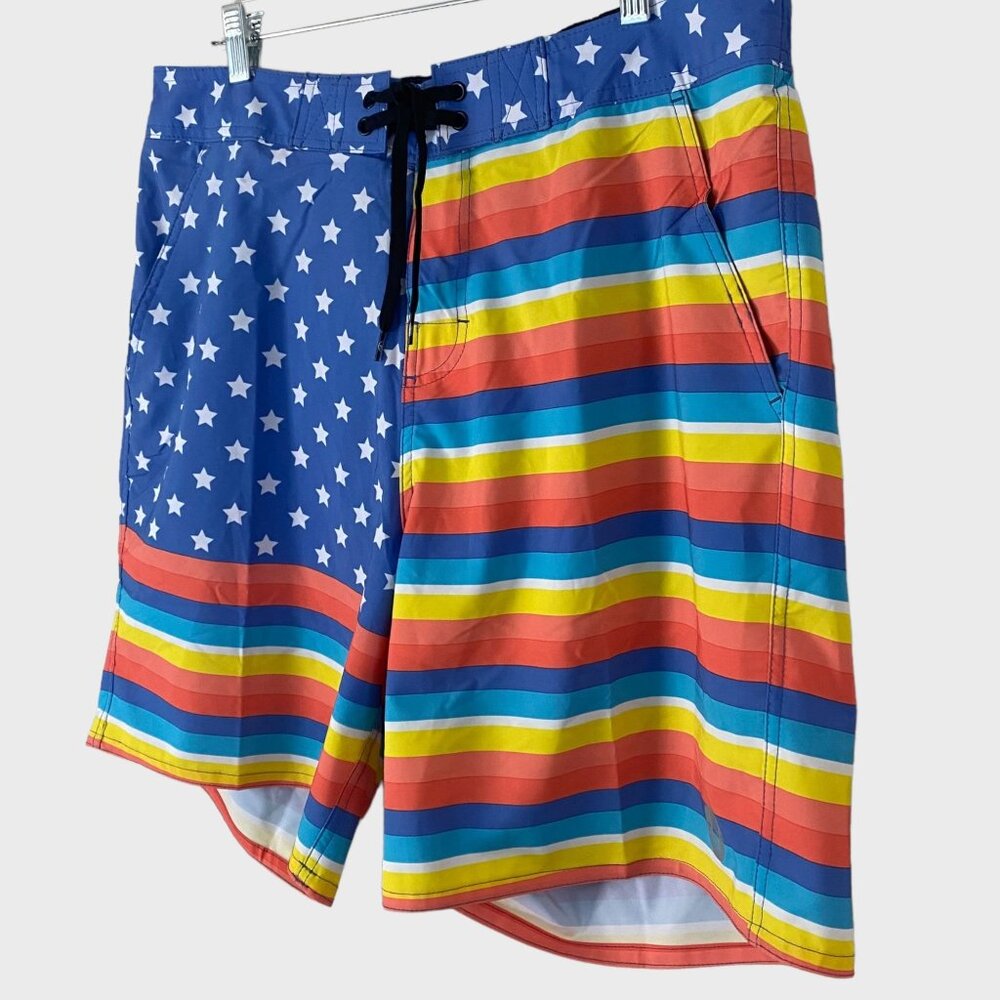 Body Glove La Concha USA Board Shorts Blue Men's Size 36 American Flag Print - Picture 3 of 10